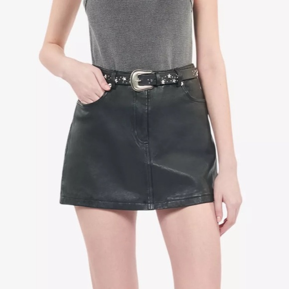 🆕 The Kooples Black Leather Mini Skirt - 10